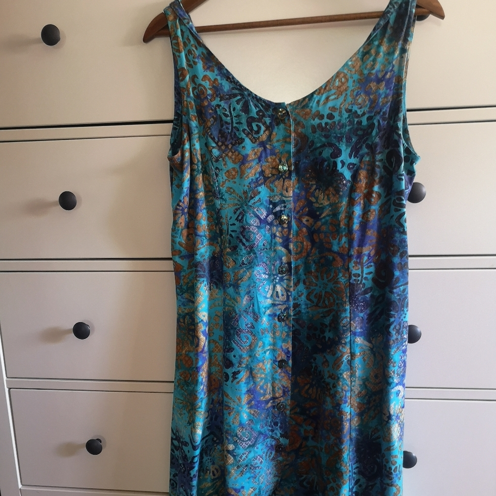 Tropical themed button up dress